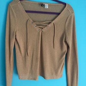 H&M long sleeve nude shirt